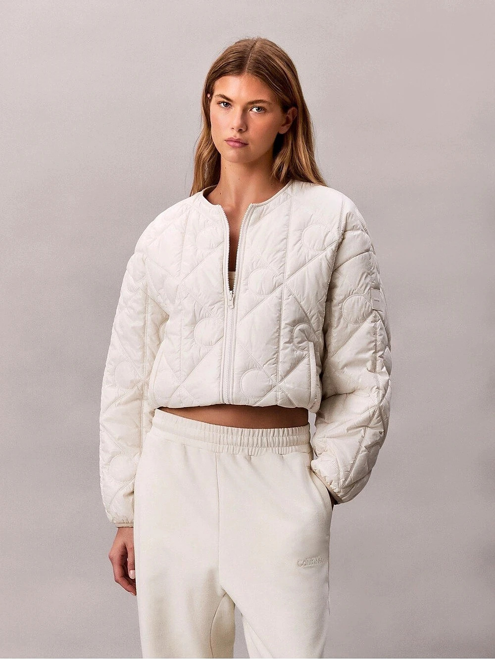 Calvin Klein White Quilted Puffer Jacket Size L NWT